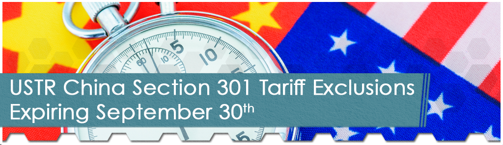 USTR China Section 301 Tariff Exclusions Expiring September 30th 1 Exemptions Expiring horizontal - The Chemical Company